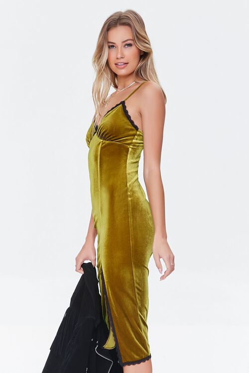GOLD Velvet Lace-Trim Bodycon Dress, image 3