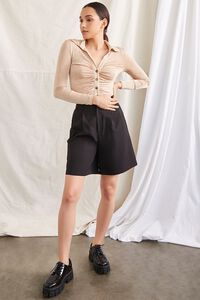 TAUPE Ruched Cropped Shirt, image 4