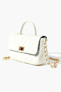 WHITE Diamond-Quilted Faux Leather Crossbody Bag, image 2