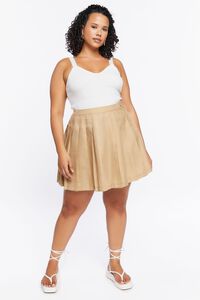 BEIGE Plus Size Pleated Mini Skirt, image 5