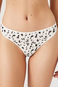 WHITE/MULTI Cheetah Print Thong Panties, image 1