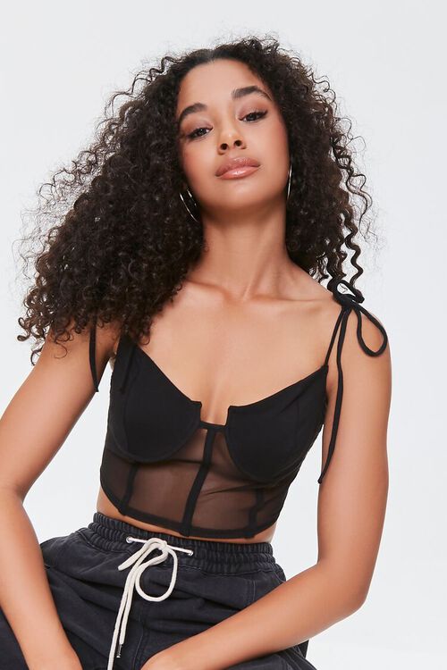 BLACK Mesh Bustier Cropped Cami, image 2