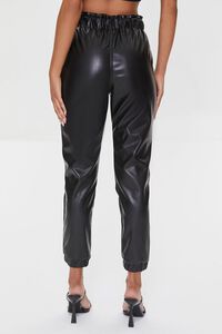 BLACK Faux Leather Paperbag Joggers, image 4