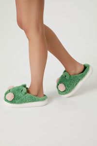 GREEN Plush Frog House Slippers, image 2
