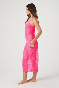 NEON PINK Sheer Lace Lingerie Maxi Slip Dress, image 6