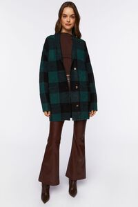 HUNTER GREEN/BLACK Buffalo Plaid Longline Cardigan Sweater, image 4
