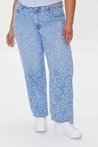 MEDIUM DENIM Plus Size Floral Print Jeans, image 2
