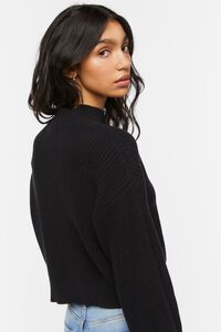 BLACK Pointelle Mock Neck Sweater, image 3