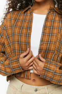CAMEL/MULTI Cropped Plaid Flannel Shirt, image 5