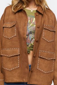 BROWN Faux Suede Studded Shacket, image 5