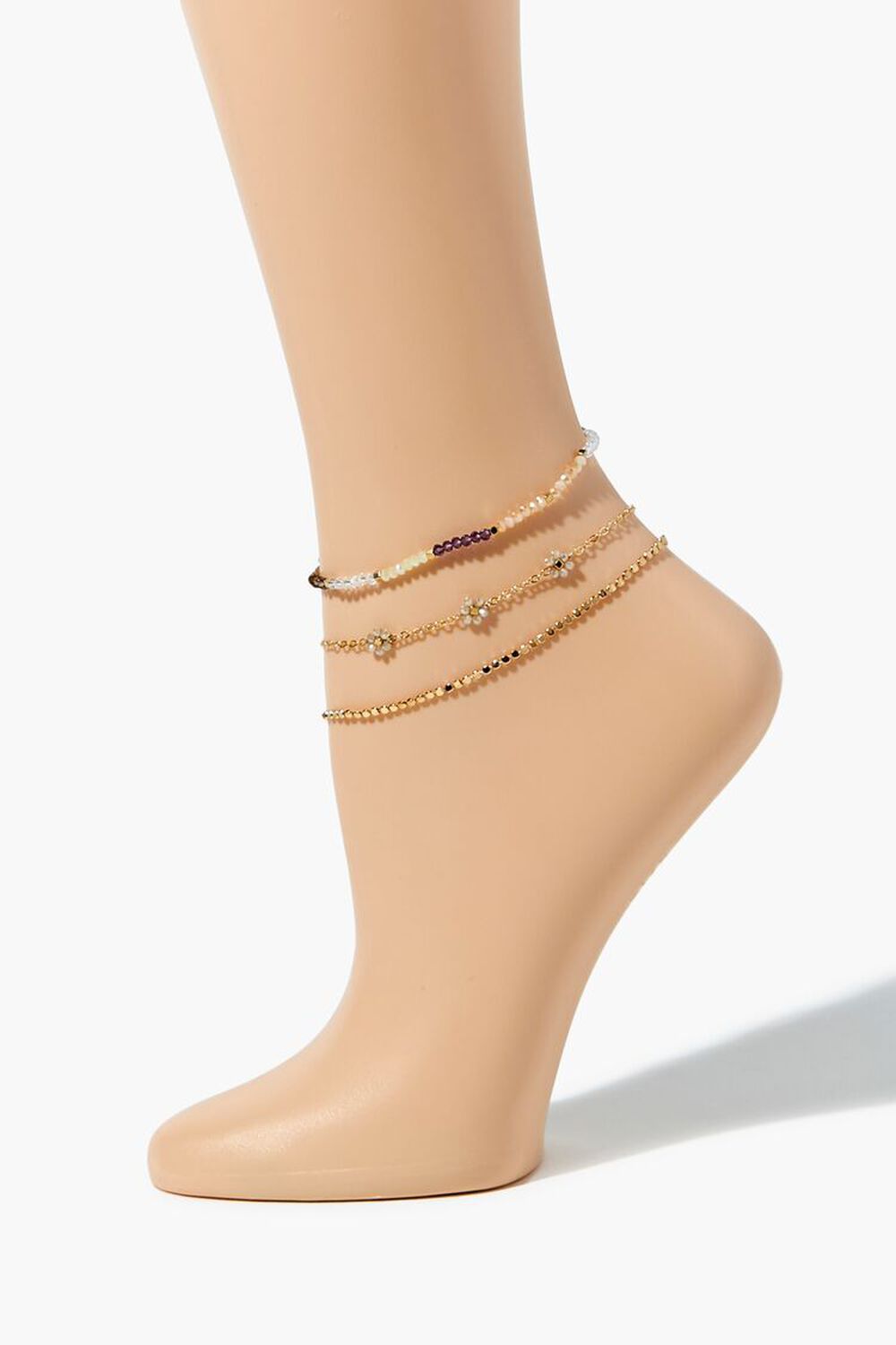 Beaded Floral Chain Anklet Set, image 2