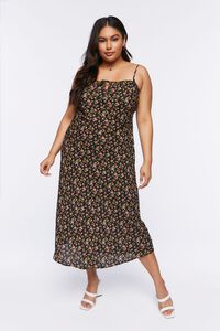 BLACK/MULTI Plus Size Floral Print Maxi Dress, image 6