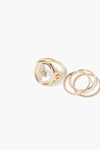 GOLD/CLEAR Sun Charm Cocktail Ring Set, image 2