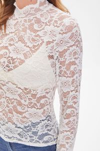 CREAM Sheer Lace Mock Neck Top, image 5