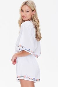 WHITE/MULTI Floral Embroidered Tie-Front Romper, image 2