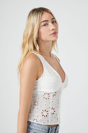 Socialite, Tops, White Floral Lace Trimmed Xl Tank Top