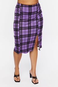 Plus Size Plaid Bodycon Midi Skirt, image 2