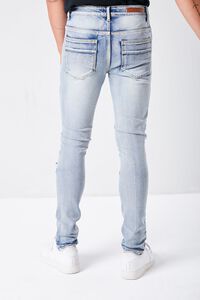 BLUE Distressed Slim-Fit Moto Jeans, image 4