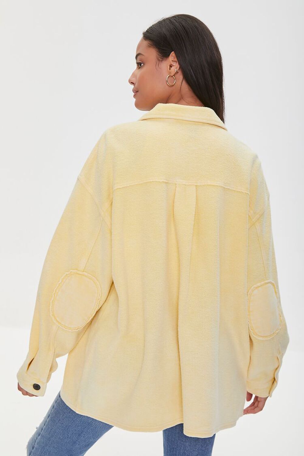 YELLOW Reverse Fleece Drop-Sleeve Shacket, image 3