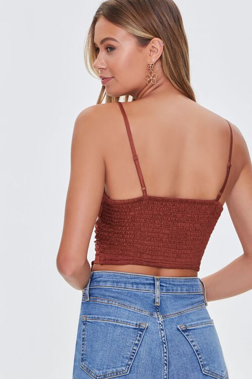 RUST Satin Ruched Cropped Cami, image 3