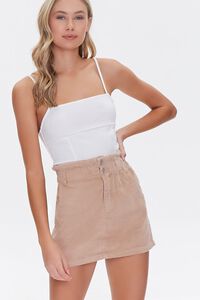 BEIGE Paperbag Corduroy Mini Skirt, image 1