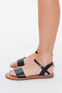 Faux Leather Flat Sandals, image 3