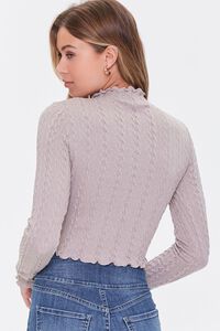 TAUPE Cable Knit Mock Neck Crop Top, image 3