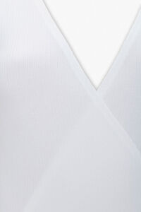 WHITE Ribbed Surplice Bodysuit, image 3