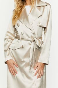 GREY Satin Double-Breasted Trench Coat, image 5