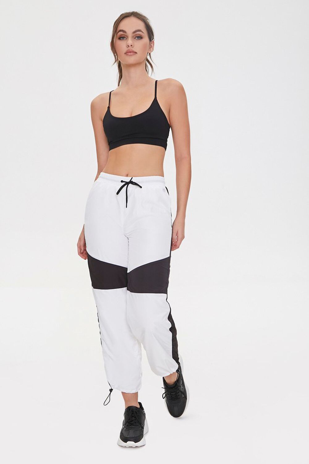 BLACK/WHITE Colorblock Windbreaker Pants, image 1
