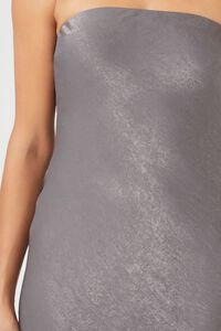 CHARCOAL Satin Strapless Maxi Dress, image 5