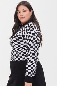 BLACK/MULTI Plus Size Checkered Sweater, image 2