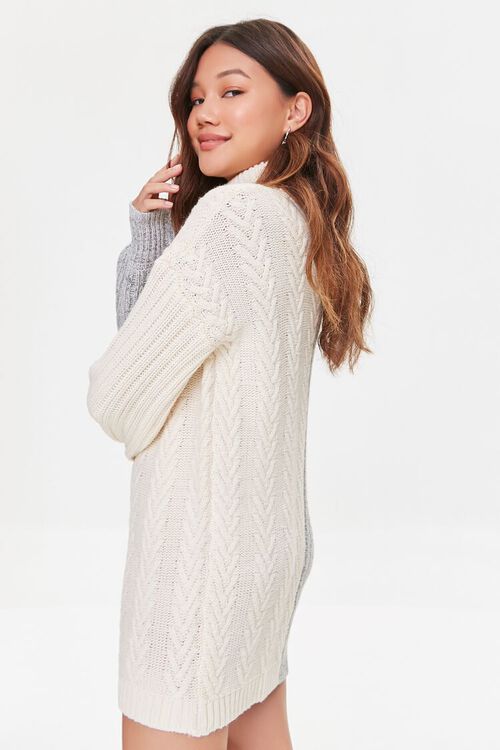 HEATHER GREY/CREAM Cable Knit Sweater Dress, image 3