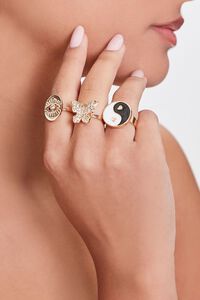 GOLD/BLACK Yin Yang & Butterfly Ring Set, image 1