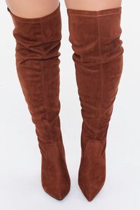 BROWN Faux Suede Knee-High Boots (Wide), image 4