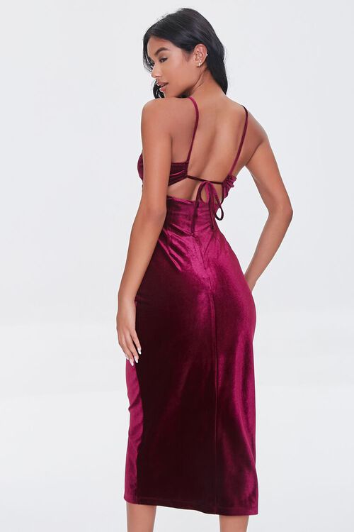WINE Velour Cutout Midi Dress, image 3