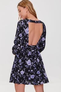 BLACK/MULTI Floral Cutout Mini Dress, image 3
