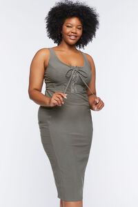GREY Plus Size Lace-Up Bodycon Midi Dress, image 1