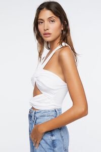 CREAM Knotted Cutout Halter Crop Top, image 2