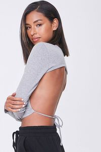 HEATHER GREY Ribbed Open-Back Crop Top, image 2