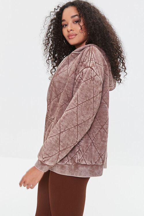 TAUPE Quilted Zip-Up Hoodie, image 3
