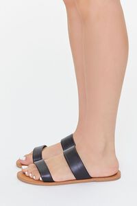 BLACK Dual-Strap Faux Leather Sandals, image 2