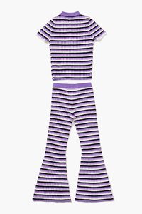 PURPLE/MULTI Girls Striped Top & Flare Pants Set (Kids), image 2