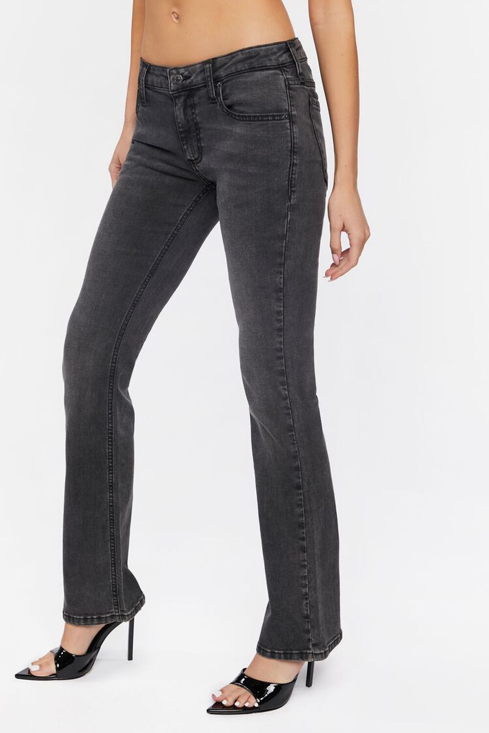 WASHED BLACK Low-Rise Bootcut Jeans, image 3