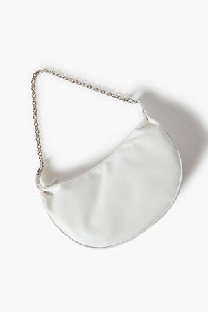 Forever 21 Faux Leather Basketweave Shoulder Bag, Color: White
