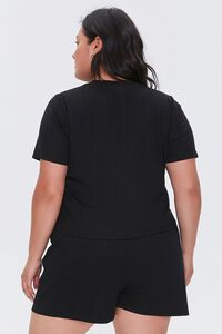 BLACK Plus Size Tee & Drawstring Shorts Set, image 3
