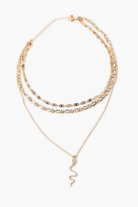 GOLD Snake Pendant Layered Necklace, image 2