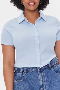 SKY BLUE Plus Size Ribbed Knit Shirt, image 5