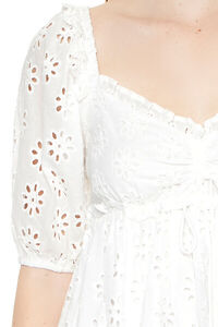 WHITE Eyelet Babydoll Mini Dress, image 5