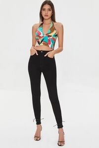 WHITE/MULTI Abstract Print Halter Crop Top, image 4